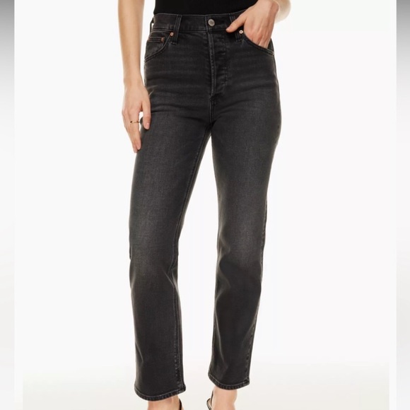 Aritzia Denim Forum Black Arlo High Rise Straight Jeans 28L - Picture 4 of 6